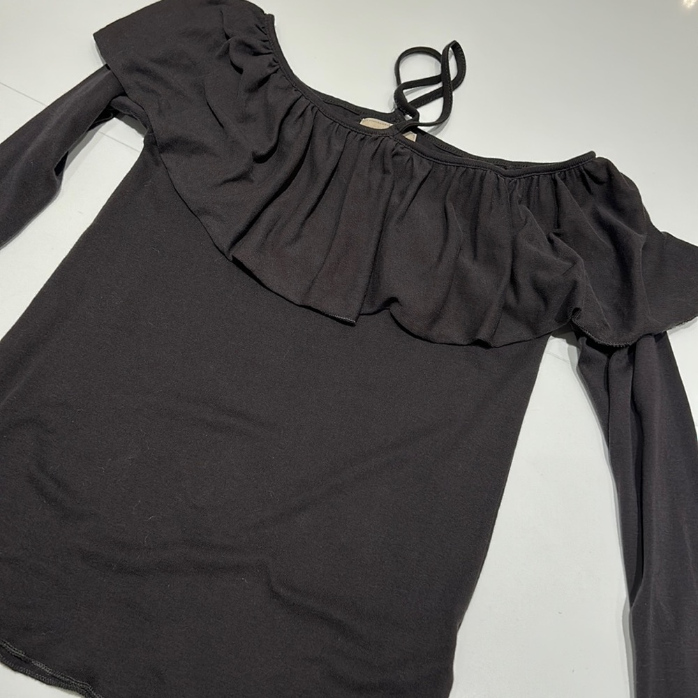 Chaser long sleeve tshirt with ruffle and neck detail
